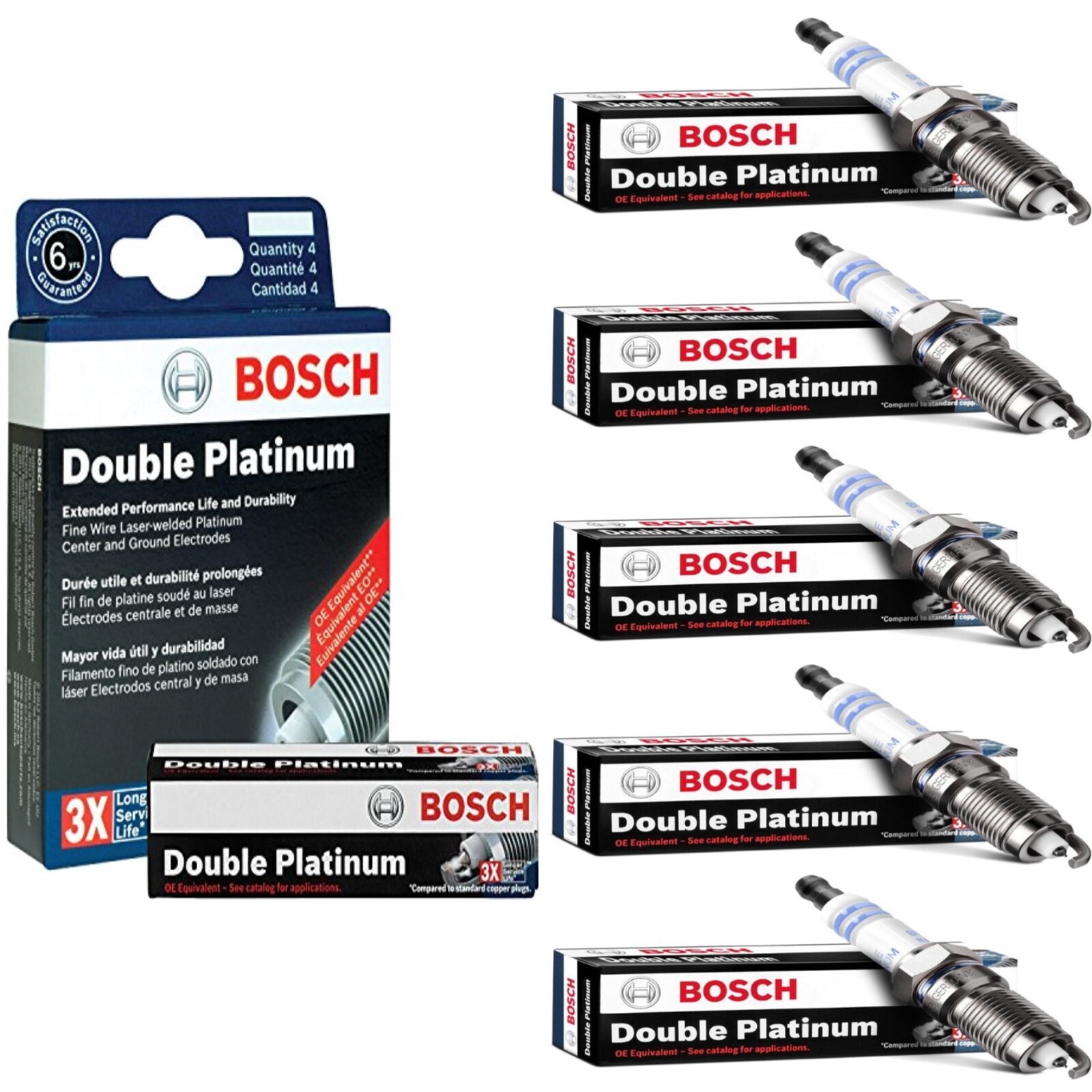 5 pcs Bosch Double Platinum Spark Plugs For 2010 VOLKSWAGEN GOLF L5-2.5L
