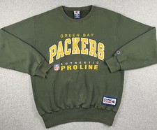 Champion Proline Sweatshirt NFL Green Bay Packers Men's Large Green 90s Vtg Flaw