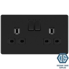 BG Screwless Flatplate Matt Black Switches & Sockets Full Range Black Inserts