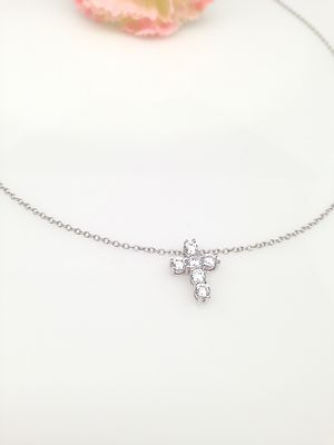 925 Sterling Silver Tiny Cz Cross Necklace Slide Pendant