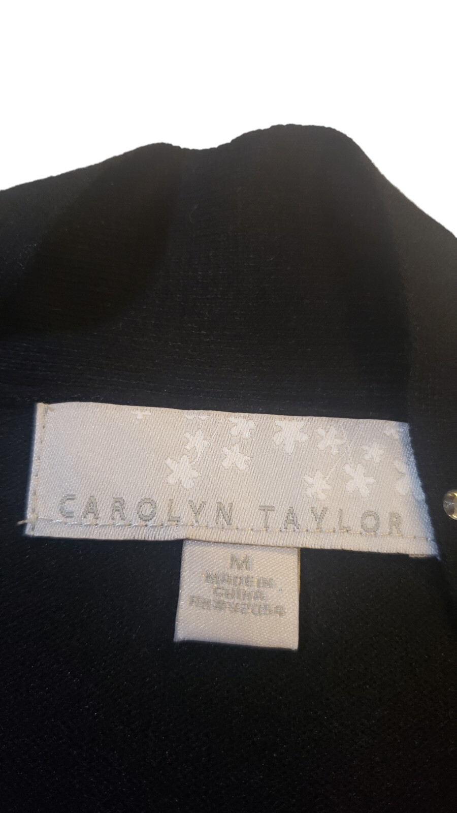 Carolyn Taylor Womems Black With Rhinestone Open Front Cardigan Size Medium M image 7