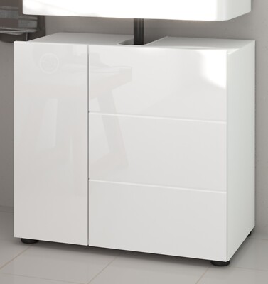 Waschbeckenunterschrank in weiß Hochglanz Badezimmer Unterschrank 60 x 56 Larik