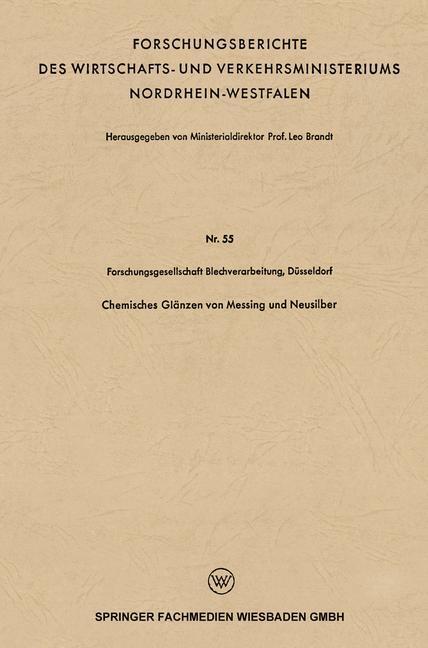 Chemisches Glänzen Von Messing Und Neusilber | Buch | 9783663128366