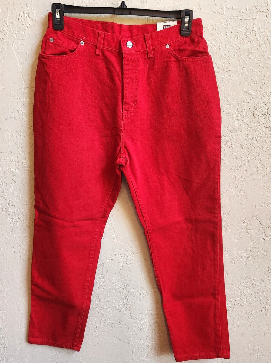 Vtg Faded Glory Red Denim Jeans Woman 16P Straight Legs Pocket
