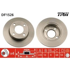 2x Bremsscheibe TRW DF1526 passend für AUDI VW