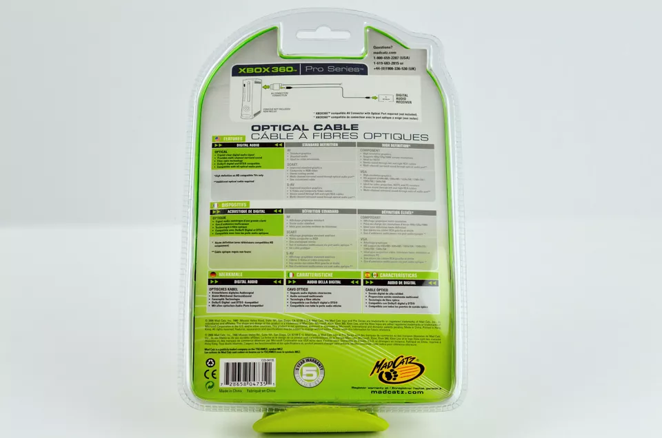 Xbox 360 Optical Cable MadCatz Pro Series 9 Foot For Digital Audio Sound Sealed - Image 2 of 4