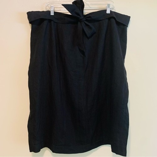 Talbots 18p black linen pencil skirt waist tie - Picture 4 of 8