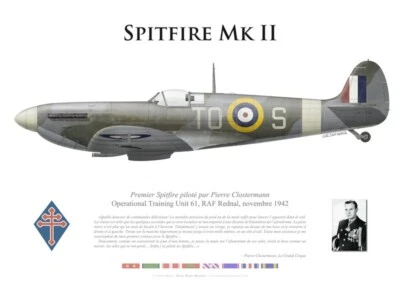 Print Spitfire Mk II, Pierre Clostermann, OTU 61, novembre 1942 (par G. Marie)