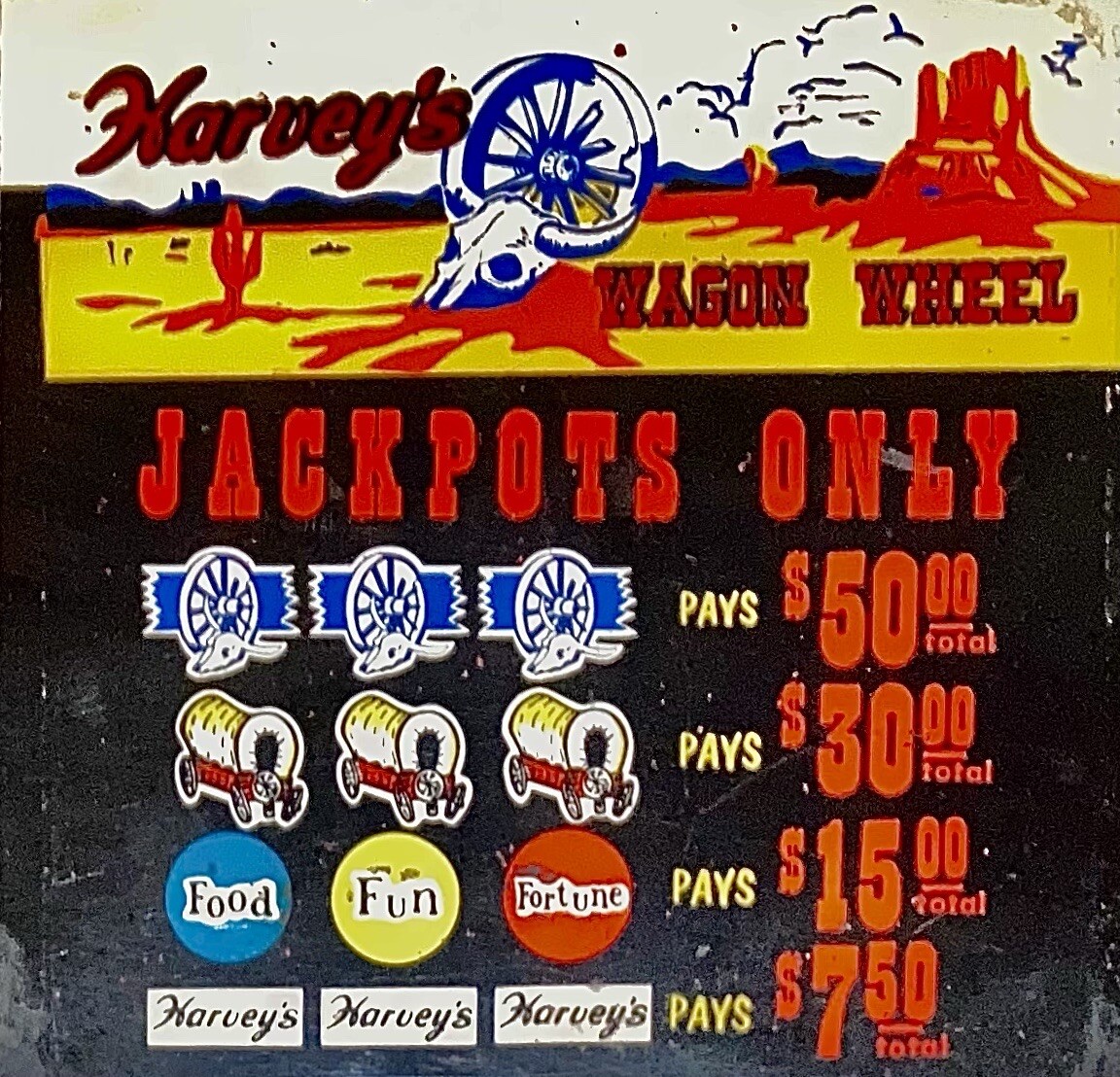 Original Harvey's Wagon Wheel Slot Machine Awards Card Game Screen eBay