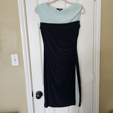 Chaps Color Block Sleeveless Layer dress navy and teal