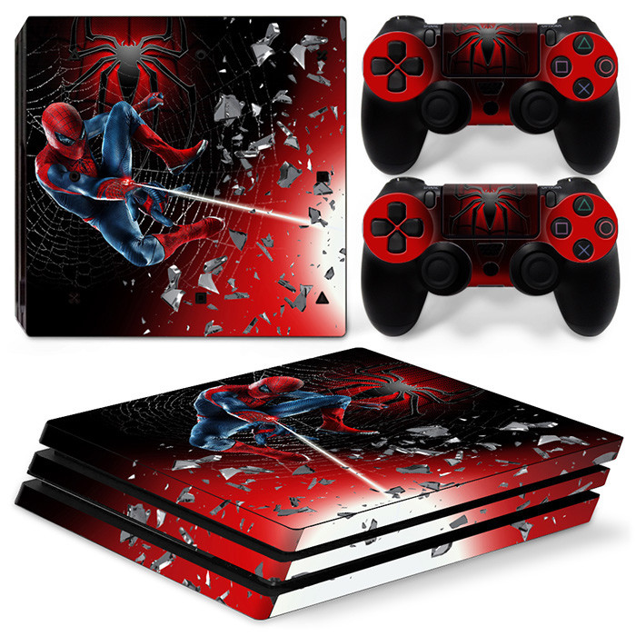 PS4 Pro Playstation 4 Console Skin Decal Sticker Spider-Man SuperHero Design Set-image