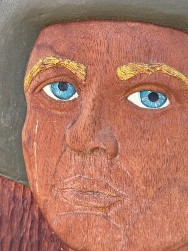 VINTAGE CARVED WOOD WOODEN PORTRAIT BADEN POWELL SIGNED MICHAELSON MILITARY ART - 第 3/18 張圖片