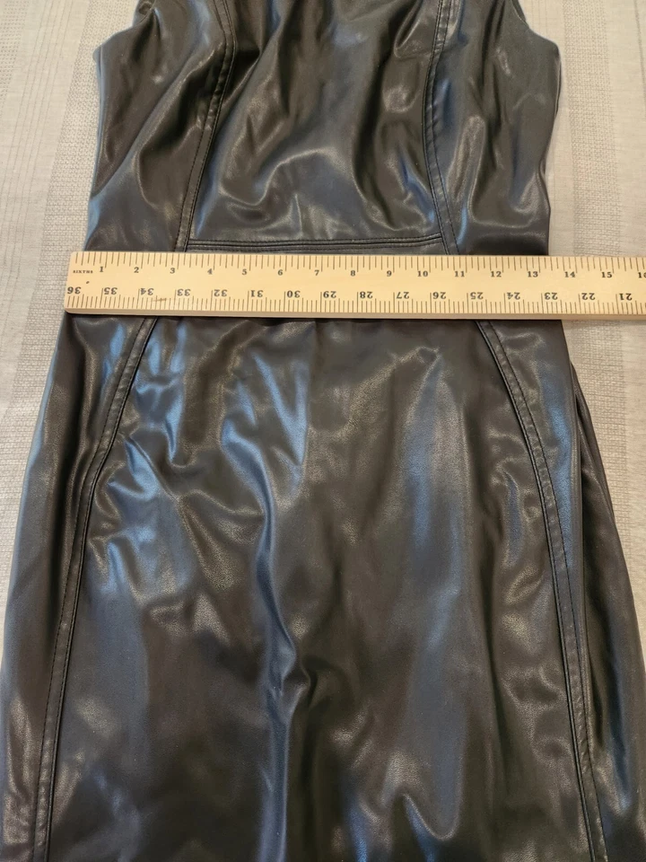 Calvin Klein Black Faux Leather Sheath Dress 2 - Image 3 of 4