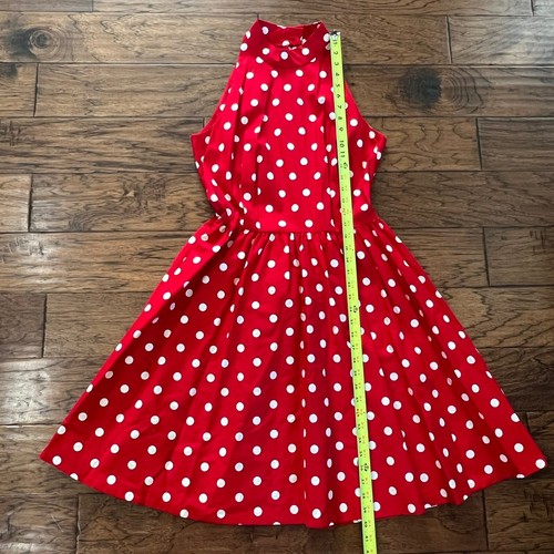 Vintage 80's Tobias & Co Red Polka Dot Dress Size 12 Midi Rockabilly Pinup 1980s - Picture 15 of 16