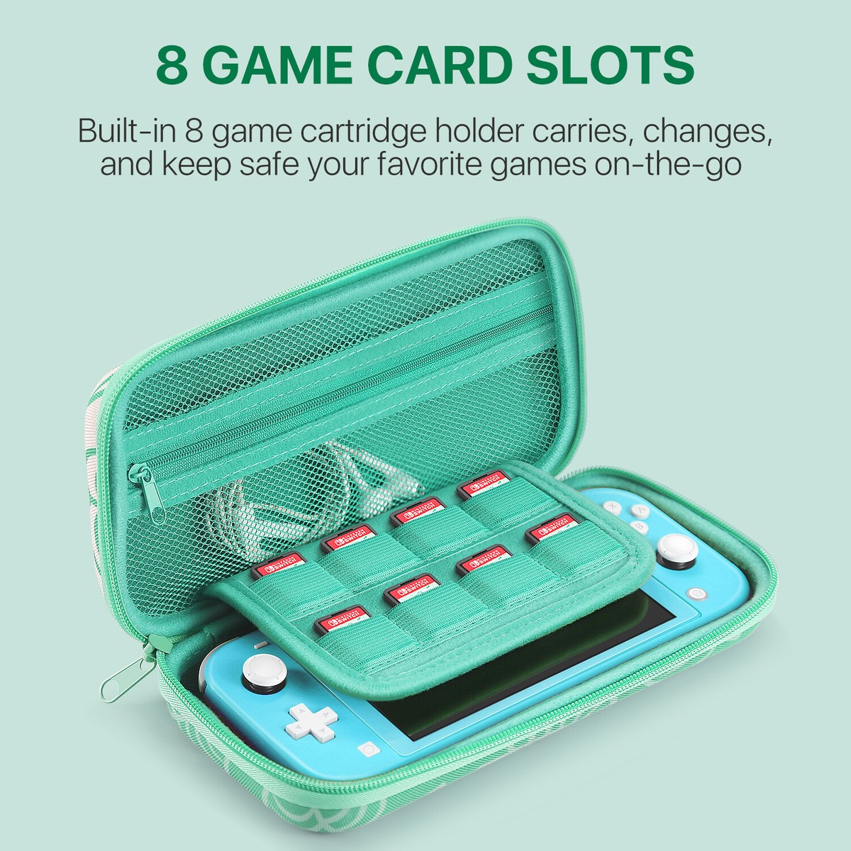 Switch Lite Travel Case Portable Hard Shell, Animal Crossing Leaf
