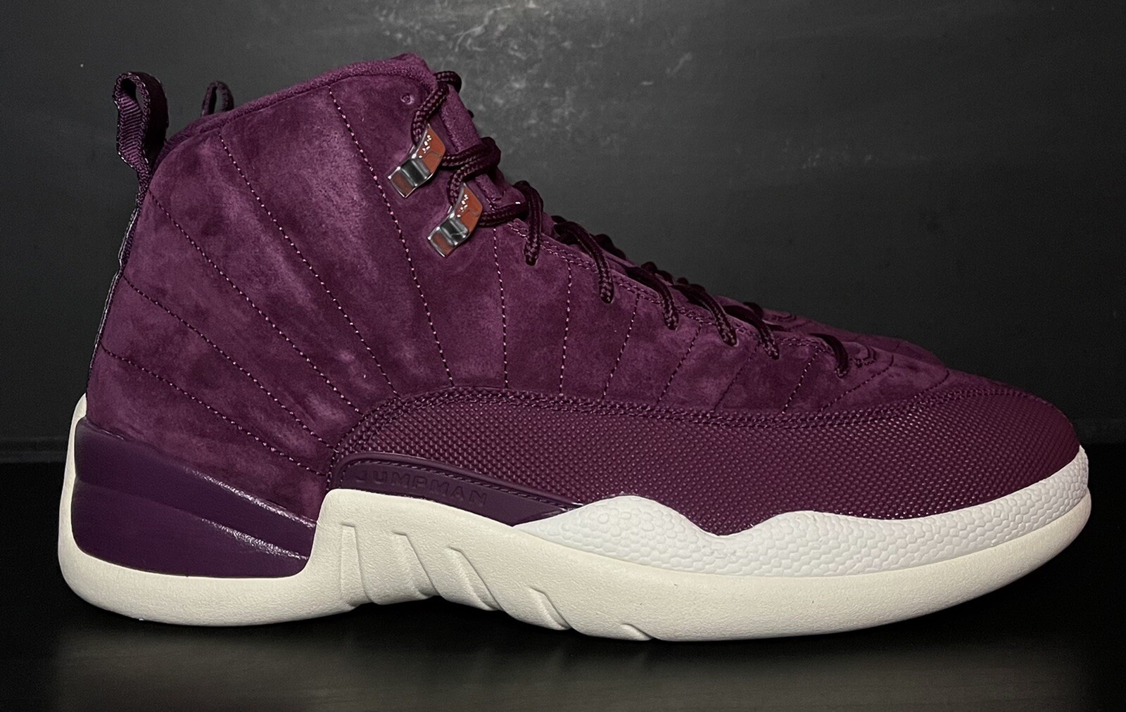 burgundy velvet jordans 12