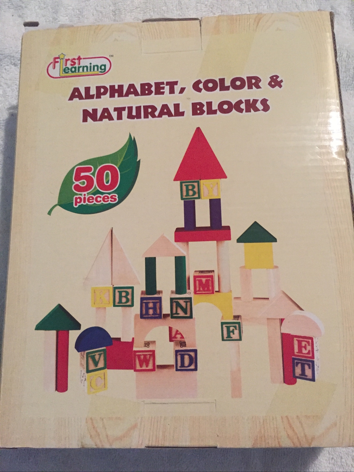 First Learning 50 Piece Alphabet , Color, & Natural Wooden Blocks~W ...