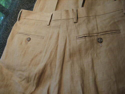 NWT - Mens MURANO Khaki Flat Front Cuffed LINEN Pants (32 x 32) - Picture 4 of 4