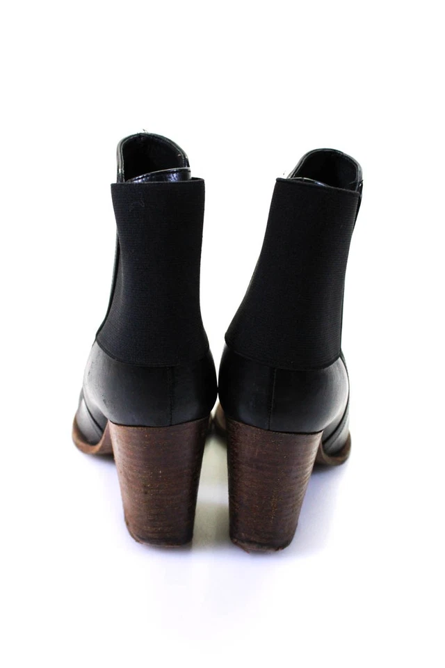 Botines Vince Mujer Tacón Alto Punta Punta Cuero Negro Talla 6M Foto 3 de 4