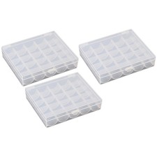 3 Pcs Empty Transparent Bobbins Storage Box 25 Grid Organizer for Sewing Machine