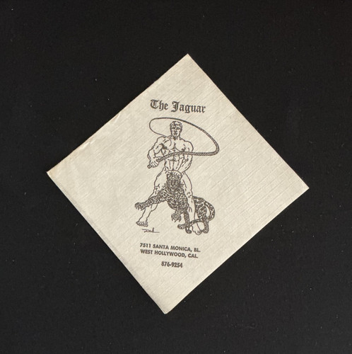 VTG  70's 80's THE JAGUAR MEN'S  WEST HOLLYWOOD GAY BAR  ADVERTISING NAPKIN