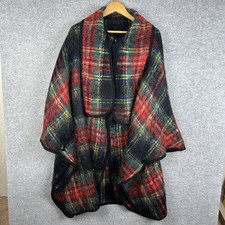Vintage British Mohair & Wool Tartan Cape Jacket Womens One Size (L-XL) 80s 90s