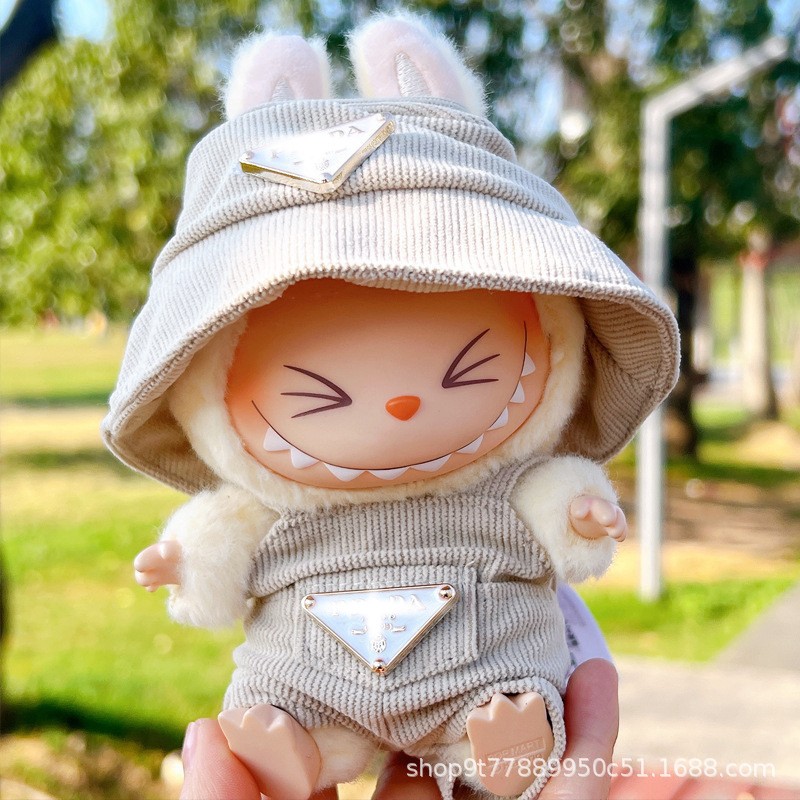 Labubu Outfit Colorful Corduroy Overall with Bucket Hat Cute