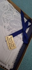 vintage  BRUSSELS  LACE HANDKERCHIEF new in box