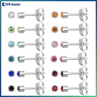 Ohrstecker Set 12 Paar, Vergoldet, Edelstahl Mit Bunten Zirkonia