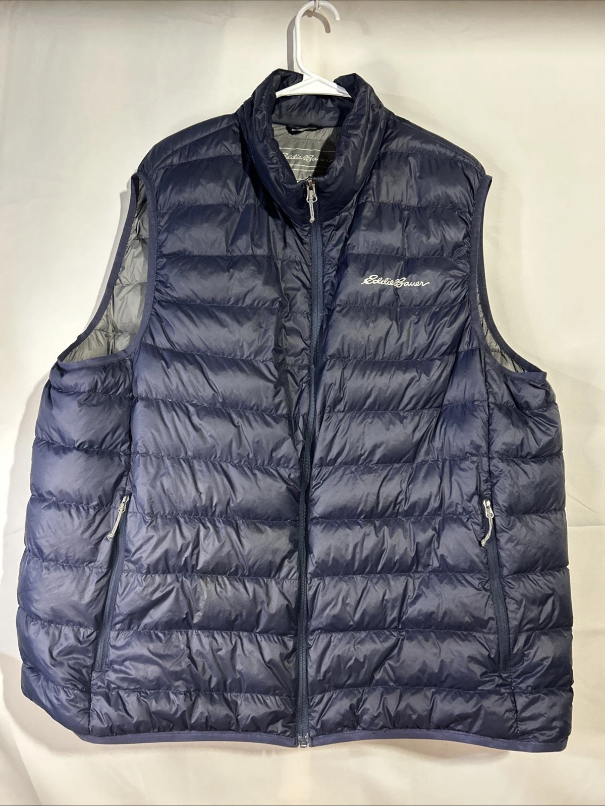 Eddie Bauer Vest Mens 2XL Blue EB650 Down Puffer Lightweight Outdoor