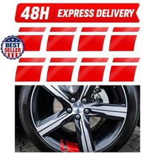 8 Pcs Reflective Car Rim Decals for 18-21 Inch Wheels - Red Stripes