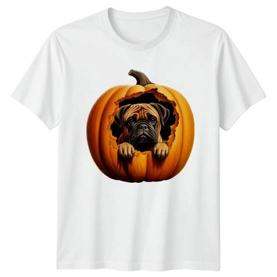 Bullmastiff Hund innen Halloween Kürbis T-Shirt Bullmastiff Hund Halloween Geschenk
