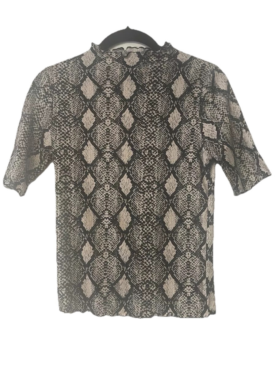 Caution to the Wind Snake Print Ruffle mock neck top size S Lightweight, Fun,