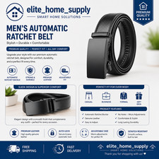 Genuine Leather Mens Ratchet Belt Belts For Men Adjustable Automatic Buckle
