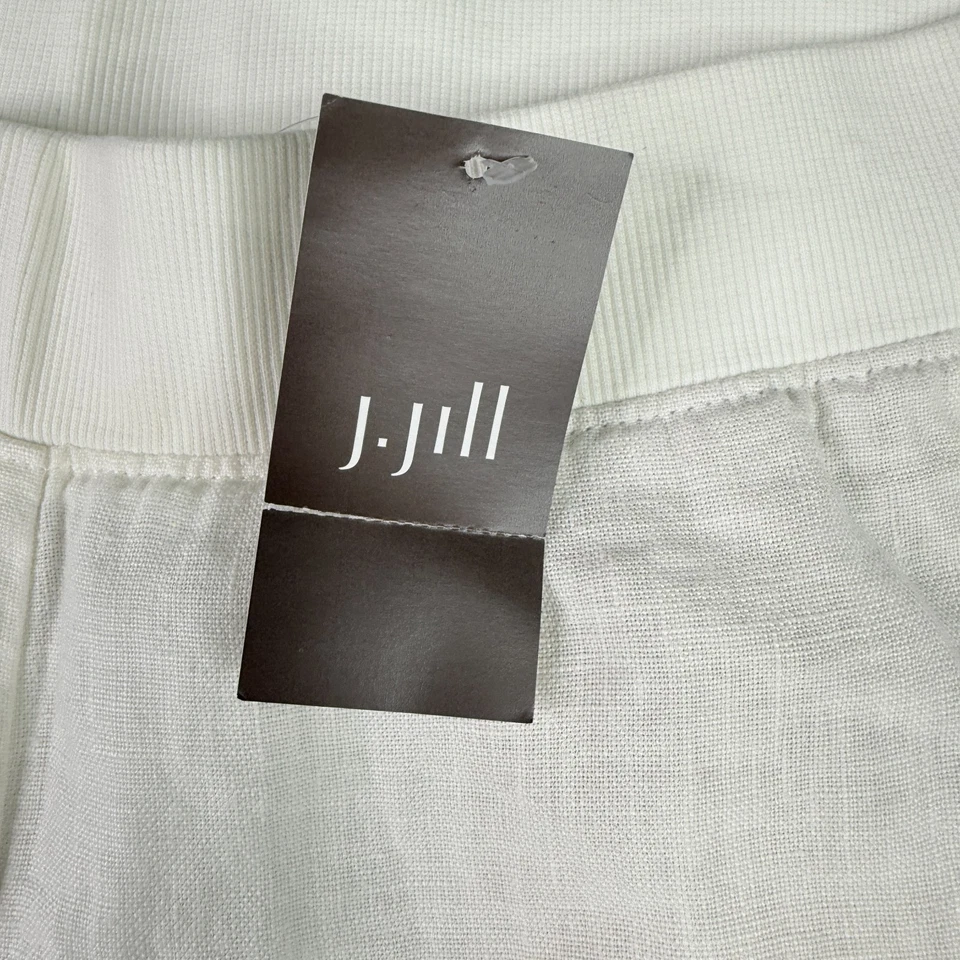 J Jill 100% льняной женщин средний белый широкие брюки Lagenlook минималистский богемное - Изображение 2 из 4