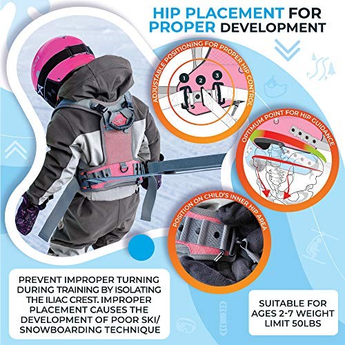  Ski and Snowboard Harness Trainer for Kids - Training Leash Pink Snowflake