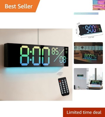 11-Inch LED Digital Wall Clock with RGB Flowing Light, Seconds,Date,Time,Temp...