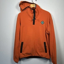Outdoor Afro x Rei Co-Op Hoodie Mens Medium Orange Fleece 1/4 Zip Sweatshirt
