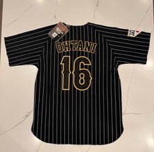 XL Shohei Ohtani Black Samurai Pinstripe Japan Jersey Authentic Classics NWT