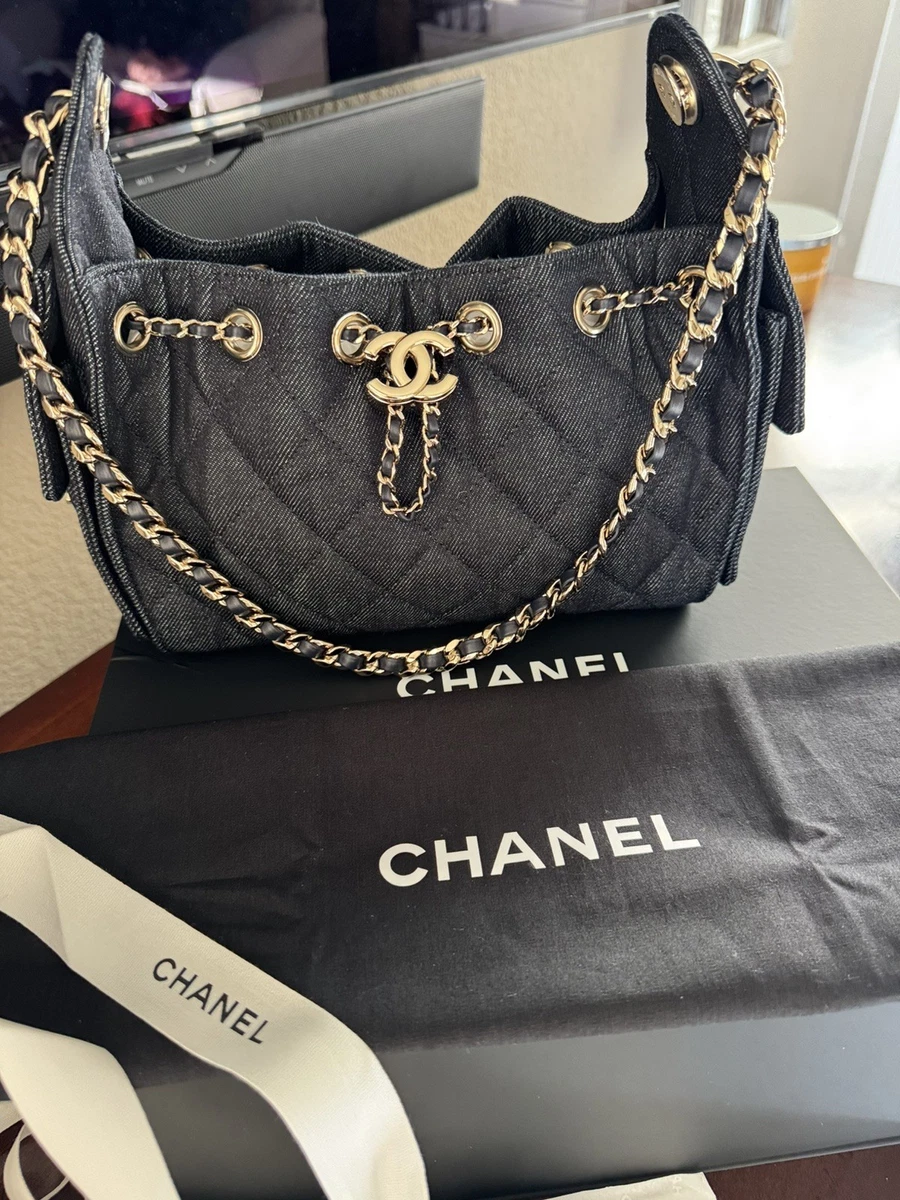 CHANEL Drawstring Denim Exterior Bags & Handbags for Women for