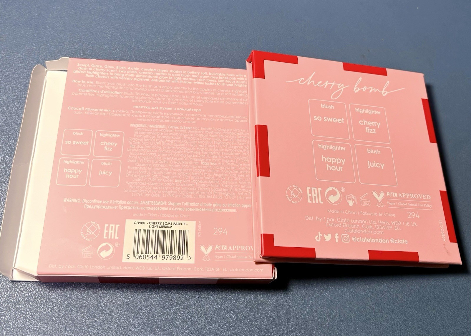 Ciate London Cherry Bomb Blush & Highlighter Palette 16g/ 0.56 oz New In Box