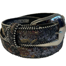 Absolutely Fresh Purple Violet Silver Glitter Floral Vintage Belt Small 26-28"