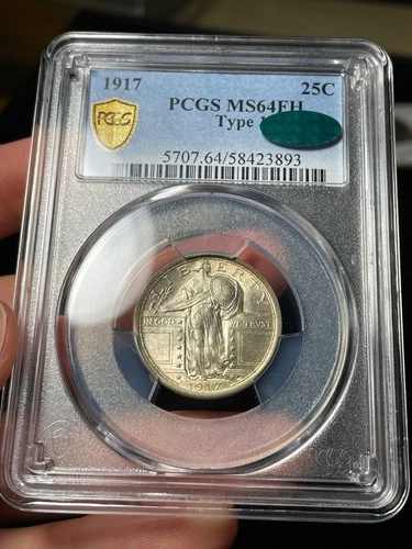 1917 PCGS MS64 FH CAC Standing Liberty Quarter Toned Type 1