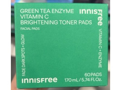 Innisfree Green Tea Enzyme Vitamin C Brightening Toner Pads, 60 Pads / 170 mL
