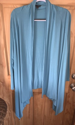 #ad J. Jill Wearever Women’s Cardigan Size M Aqua Blue Asymmetrical Hem Open $21.00