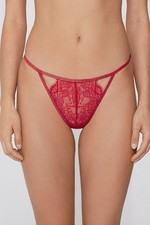 TANGA PERIZOMA FIANCHETTO TEZENIS ROSSO L - UK 12/14 HIPSTER G-STRING SILKY RED