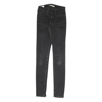 LEVI'S Damen Slim Fit Schwarz Skinny Denim Jeans Baumwollmischung W24 L29 Reißverschluss