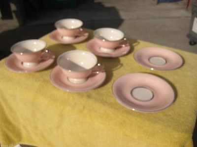 Castleton SHELL PINK 4 Cups & Saucers + 2 extra saucers