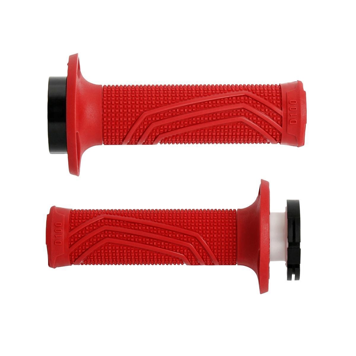 Poignée moto tout terrain Domino D100 rouge en élastomère premium haute résistance