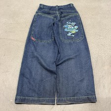 JNCO jeans Crazy Rare Water 8 Ball Embroidery Y2K Grunge Skater 32x30